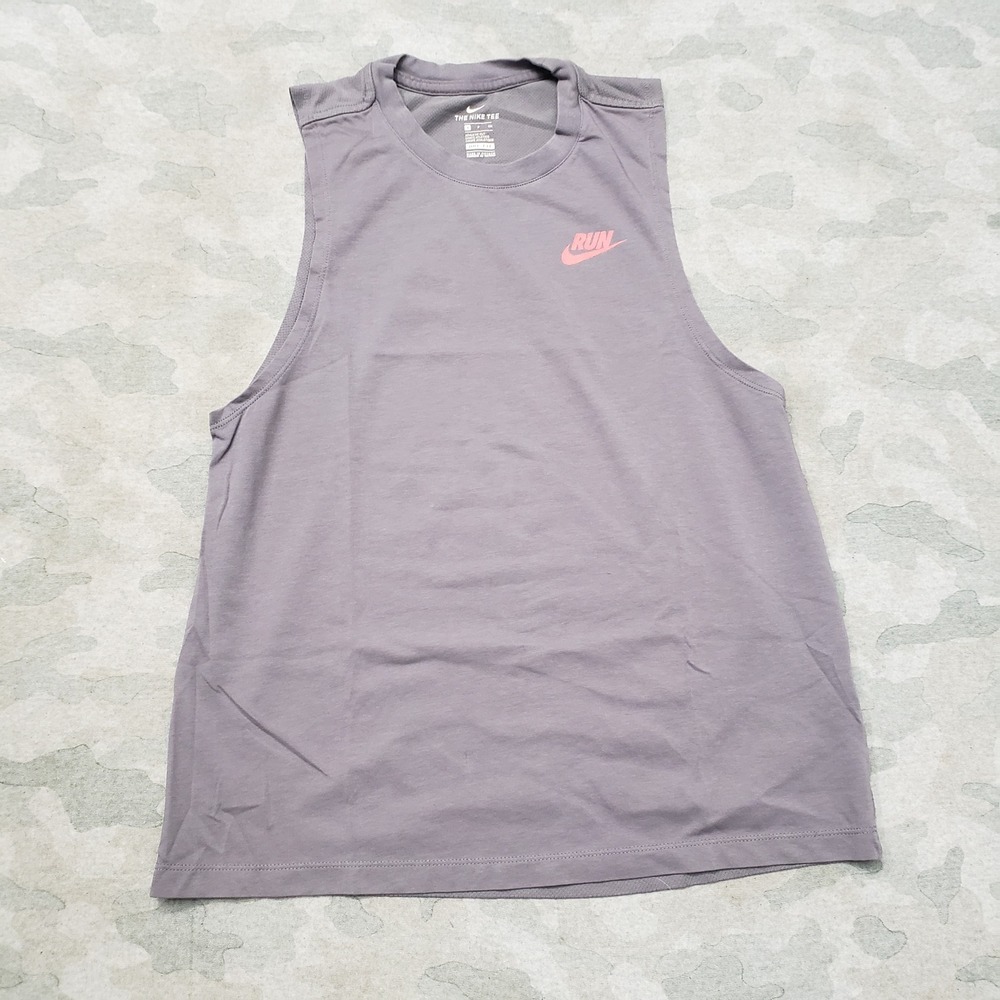 Nike Tank Shirt Mens Small Gray Running Training Dri-FIT Sleeveless Tee